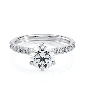 Anillo de Compromiso con Diamante Cultivado en Laboratorio de 2 Quilates, Corte Redondo, Oro Amarillo, Pavé, Solitario, Anillo de Boda, Joyería Personalizada OEM al por Mayor - Product Image 1