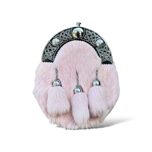 Men's Scottish Baby Pink Fur Sporran 3 Tassels Kilt Sporran With <b>Chain</b> <b>Belt</b> Custom OEM ODM - Product Image 4