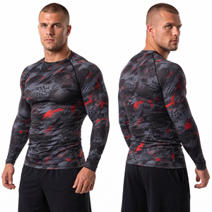 Printed Long Sleeve <b>Compression</b> <b>Shirt</b> <b>Men</b> Breathable Workout Rashguard Quick Dry Training <b>Compression</b> Top <b>Men</b> Muscle Fit Rash Te - Product Image 1