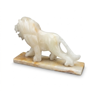 Figurine de lion en onyx blanc 100 % de haute qualité, sculptée à la main, style animalier, couleur personnalisée, sculpture en pierre, cadeau, vente en gros - Product Image 1