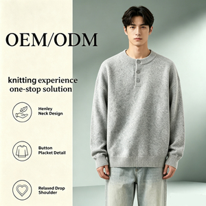 Cardigan en tricot gris pour homme, manches longues, fermeture boutonnée, laine épaisse et acrylique, couleur unie, vêtement décontracté d'automne - Product Image 6