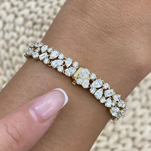 16.6ct F/VS2 Oval Cut Lab Grown Diamond Yellow Gold Tennis <b>Bracelet</b> Certified - Product Image 2