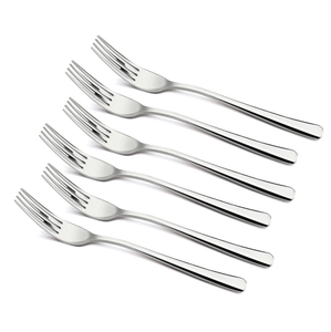 ส้อมขนมหวานสแตนเลสสองง่าม ขัดเงาสีเงิน ชุดช้อนส้อมผลไม้เค้ก ราคาประหยัด - Product Image 4