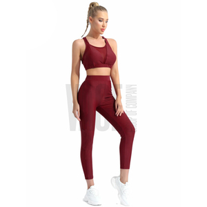 Ensemble de sport 2 pièces pour femme : Legging taille haute et brassière de sport extensible pour yoga, gym, fitness, course et entraînement – Vêtements de sport en gros - Product Image 2