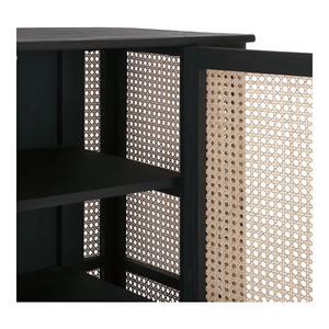 Jeenal Mango Wood And Rattan <b>Sideboard</b> In Black Featuring Solid Construction Elegant Woven Design Durable Finish - Product Image 3