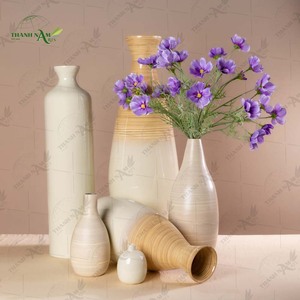 Modern Spun Bamboo Tabletop <b>Vase</b> 100% Natural Material Eco-Friendly & Durable Made in Nam Dinh Vietnam - Product Image 2