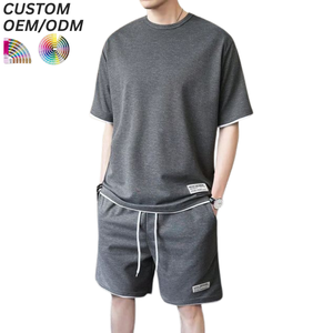 Ensemble décontracté d'été pour homme : T-shirt tricoté respirant et short en coton, tenue assortie, support OEM/ODM pour logo personnalisé et fourniture de marque - Product Image 1