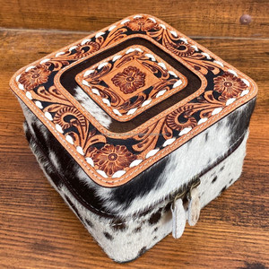 High Quality Cowhide Leather Jewelry Organizer Orange Rings Earring Portable Travel Storage Box Fashionable Zipper Jewelry Cases - Product Image 3