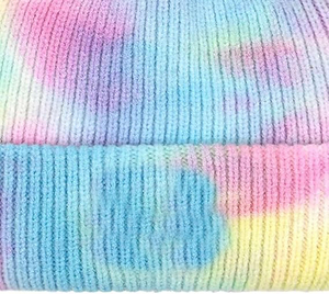 Wholesale Tie Dye Double Layers Ribbed Winter Knit <b>Hat</b> Slouchy Stripe <b>Wool</b> <b>Beanie</b> <b>Hat</b> for Adult - Product Image 5