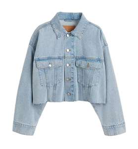 Veste en jean sur mesure pour femme, manches longues, tissu en coton respirant tricoté, coupe ajustée, hiver - Product Image 1