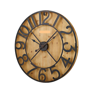 Antique Industrial Mechanical Design <b>Wall</b> <b>Clocks</b> Metal Wooden Combo for Living Room Home Office - Product Image 4
