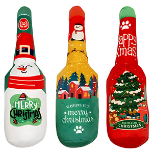 Pet care products Wholesale Cute Christmas Plush Squeaker Dog Toy Bottle Design Festival Pet Chewing Toys for Small Medium Dogs - Product Image 1