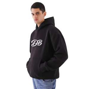 Sweat-shirt à capuche oversize bleu marine personnalisé avec logo pour femme, en molleton épais, coupe décontractée, style streetwear, vente en gros - Product Image 1