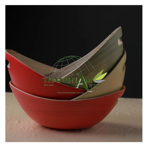Tazón de Sopa y Ensalada Desechable Ecológico Hecho a Mano con Fibra de Bambú, Diseño Personalizado, Color Sólido Clásico Simple D15H8 para Fiestas - Product Image 1