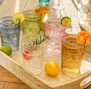 Verres à boire vintage côtelés vert sauge, motif tournesol en relief, pour jus, <span class=keywords><strong>vin</strong></span>, lait – Vaisselle et articles de boisson, idéal comme cadeau - Product Image 4