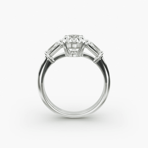 Bague de fiançailles en argent 925 avec diamant de laboratoire de 1,00 carat, clarté VS1, couleur F, taille brillant, diamants latéraux taille baguette, certifiée IGI - Product Image 4