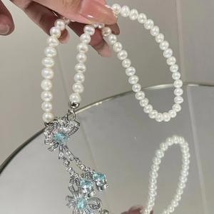 Collier de perles d'eau douce Saturn, nouveau produit, pour femme, 7-8 mm, design léger et luxueux, avec chaîne de clavicule, collection de niche - Product Image 1