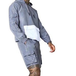 2026 2 pièces Streetwear coupe-vent Shorts ensembles personnalisé imperméable coupe-vent fermeture éclair veste et shorts ensembles - Product Image 3