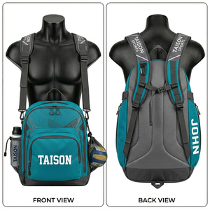 Premium 600D Polyester Fabric Men Volleyball Sports Bag Grey Black Panel Design Custom Printed Logo Durable <b>Training</b> <b>Backpack</b> - Product Image 2