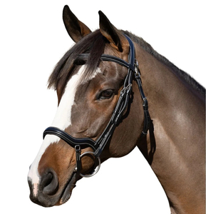 Brida Snaffle con cabezal anatómico y narquiler de salto, de cuero acolchado suave, estilo inglés, hecha a mano para caballos - Product Image 2