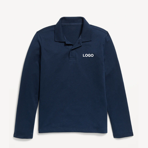 เสื้อโปโลผ้าเจอร์ซีย์แขนยาว ปักโลโก้ตามสั่ง สีกรมท่า สำหรับชุดนักเรียน - Product Image 1