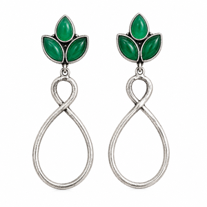 Pendientes Colgantes de Latón Oxidado Plateado al por Mayor con Piedras de Ágata en Engaste de Bisel para Mujer - Proveedor de Joyería de Regalo de Moda - Product Image 1