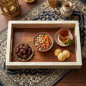 Luxury Mother of Pearl Resin Serving Tray |Elegant Ramadan <b>Eid</b> Food Serving Tray Decorative <b>Gift</b> Tray for Home Hotel Table Decor - Product Image 4