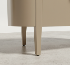 Armoire de rangement moderne en MDF de chêne avec côtés incurvés et console arrondie, buffet compact, couleur beige écologique - Product Image 6