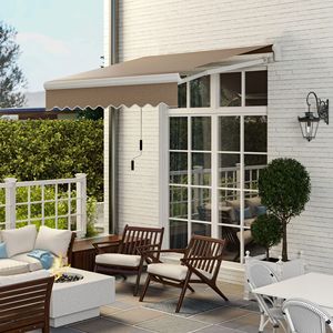 Tenda Parasole Retrattile Manuale 4m x 6.6FT con Braccio Pieghevole e Telaio in Alluminio per Terrazze - Marrone - Product Image 2