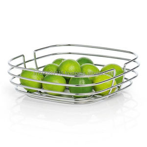 Modern round iron <b>fruits</b> basket with durable handles for kitchen counter <b>storage</b> display in rustic farmhouse style - Product Image 6