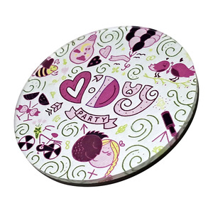 Aimant rond élégant en acrylique rose – Autocollant magnétique pour réfrigérateur et cadeau de fête/mariage - Product Image 3