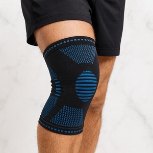 Manchon de compression pour genou bleu, respirant, en spandex, à enfiler, pour adultes, unisexe, protection toutes saisons - Product Image 1