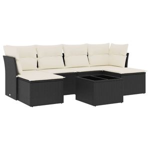 Ensemble de canapés de jardin noir et blanc crème - Product Image 2