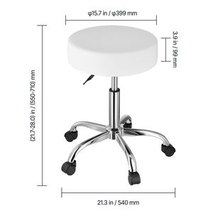 Sgabello Girevole Regolabile in Altezza con Capacità di 450 LBS, in Pelle PU Rinforzata, con Ruote per Salone - Product Image 1