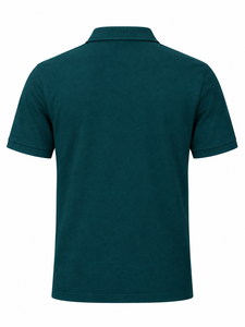 Men's Teal Green Eagle Print for <b>Shirt</b> 100% Cotton Knitted <b>Half</b> <b>Sleeve</b> Stand Collar Digital Printing Front Logo Custom Pattern - Product Image 3