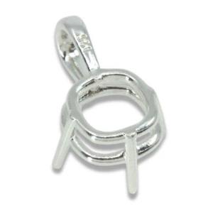 Oferta Especial: Montura de Plata de Ley 925 para Colgante con Engaste de Cojín, Anilla Única Pre-perforada para Piedra Central de Corte Cojín, Venta al por Mayor, Regalo para Esposa - Product Image 2