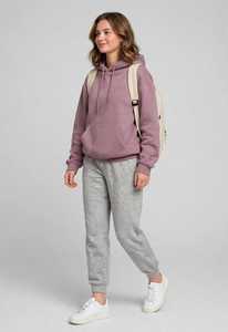 <b>Women's</b> <b>Purple</b> Hooded Sweatshirt and Grey Jogger Pants Set Casual <b>Tracksuit</b> - Product Image 2