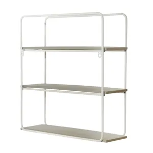 Étagère de rangement autoportante à 3 niveaux en métal blanc, organisateur moderne pour la cuisine, la salle de bain, le comptoir, les serviettes, les épices et la décoration intérieure - Product Image 3