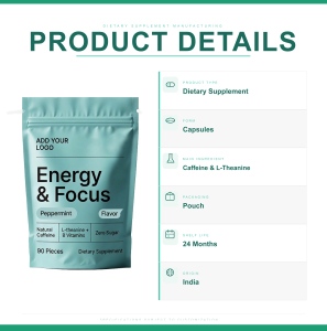 Comprimés de chewing-gum énergisant à la caféine, marque privée OEM, en vrac, vente en gros B2B, supplément alimentaire personnalisé, menthe poivrée, xylitol - Product Image 4