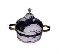 Plat à réchaud suspendu en acier inoxydable émaillé noir, durable, diamètre 33 cm, avec couvercle, chauffe-plats de buffet, support de service
