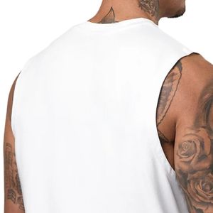 Mens White Sleeveless Jersey Tank Top Athletic Gym Workout Shirt Fitness Training Sportswear Apparel - Product Image 4