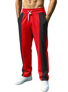 Pantalon de jogging décontracté pour homme, noir et blanc, avec bande latérale, taille élastique et cordon de serrage, respirant, en polyester tricoté, idéal pour l'été - Product Image 5