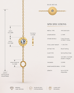 ELVORA GEMS Pulsera Minimalista con Cadena Chapada en Oro de 18K, Cristal con Engaste de Bisel, Colgante Circular de Perla de Agua Dulce, para Uso Diario de Mujeres - Product Image 4