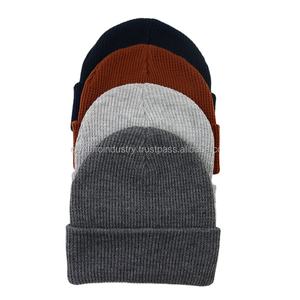 หมวกถักนิตติ้งใช้ได้ทั้งชายและหญิงสีทึบฉลากตามสั่งใหม่สำหรับฤดูหนาวหมวกบีนนี่หมวกและหมวก - Product Image 2