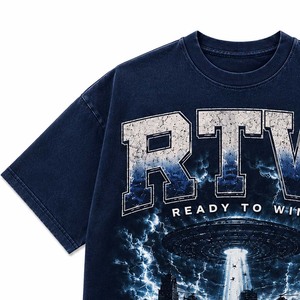 เสื้อยืดพิมพ์ลาย RTW Ready To Win แขนสั้น คอกลม สำหรับผู้ชาย สไตล์ลำลอง สตรีทแวร์ สีน้ำเงิน ผ้าเจอร์ซีย์คอตตอน - Product Image 5