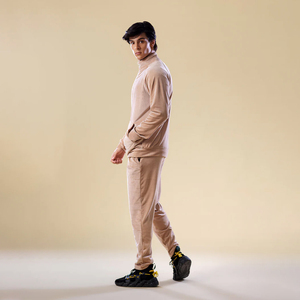 Veste à capuche zippée en polaire beige pour homme, manches et col classiques, coupe régulière, vêtement d'hiver décontracté, 100% coton respirant - Product Image 2
