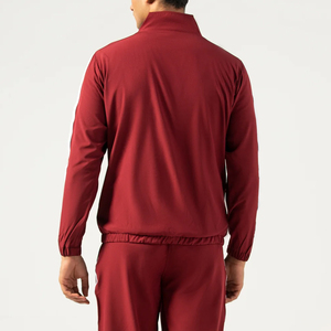 Survêtement pour homme rouge à manches longues, couleur unie, style sportif, respirant, 100% coton, vêtements d'hiver, poches latérales, fermeture à cordon - Product Image 6