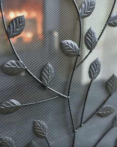 Botanical Vine Metal Fireplace <b>Screen</b> Three Panel Folding Fine Mesh Spark Guard Decorative Hearth Safety <b>Protector</b> - Product Image 3