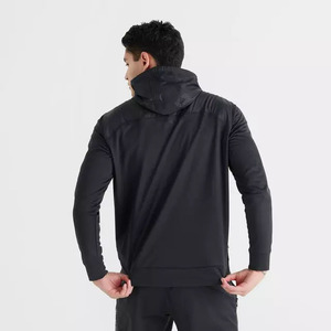 Sweat-shirt à capuche noir pour homme, coupe classique, en polyester tricoté, décontracté, automne, logo personnalisé, vêtements streetwear - Product Image 1