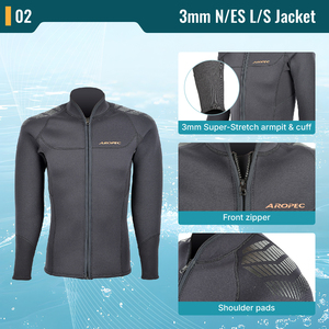 Traje de Neopreno de 3mm para Hombre, OEM/ODM, Dos Piezas, con Logotipo Personalizado, para Buceo y Pesca Submarina, Chaqueta con Cierre en el Pecho, Pantalones Largos Antideslizantes, Venta al Por Mayor - Product Image 3